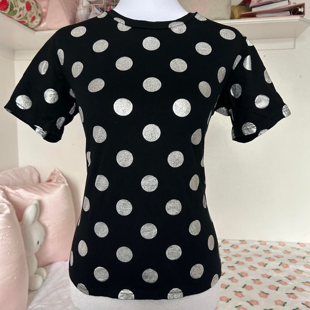 Women's Black and Silver T-shirt
